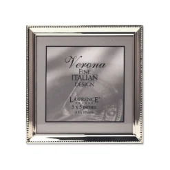 Lawrence Frames Polished Silver Plate 5x5 Picture Frame - Bead Border Design 11655