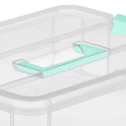 Sterilite Convenient Small Home 2-Tiered Layer Stack Carry Storage Box With Colored Accent Secure Latching Lid, Clear (4 Pack) -Lamps and Lighting Store GUEST 1cda27c9 5d29 4ab2 98cf c942bd025017