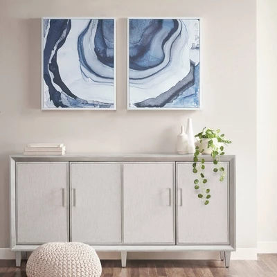 (Set Of 2) 23.5" X 29.5"Ethereal Printed Framed Canvas Decorative Wall Art Set Blue 4 (Set Of 2) 23.5" X 29.5"Ethereal Printed Framed Canvas Decorative Wall Art Set Blue - Image 2