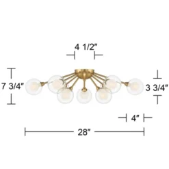 Possini Euro Design Spheres Modern Ceiling Light Flush Mount Fixture 28" Wide Warm Brass 9-Light LED Clear Globe Glass For Bedroom Kitchen Living Room -Lamps and Lighting Store GUEST 1e516137 2e1f 4f08 b35c 4767dc223858