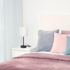 19.5" Bedside USB Port Feature Metal Table Desk Lamp Black With White Fabric Shade - Creekwood Home -Lamps and Lighting Store GUEST 1f596741 4c2d 433d a2e1 ab1ef5f1dfbc