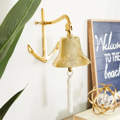 Brass Bell Wall Decor With Anchor Backing - Olivia & May 8 Brass Bell Wall Decor With Anchor Backing - Olivia & May - Image 6