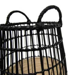 Natural Woven Black Rattan, Rope & Metal Basket - Foreside Home & Garden -Lamps and Lighting Store GUEST 20b0cb14 8b1a 48b1 88e5 d26c83a1058e