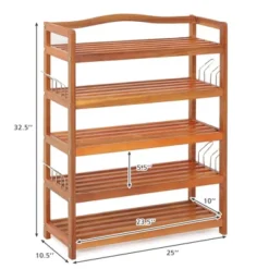 Costway 5-Tier Wood Shoe Rack Solid Acacia Wood Shoe Shelf With Side Metal Hooks 15 Costway 5-Tier Wood Shoe Rack Solid Acacia Wood Shoe Shelf With Side Metal Hooks -Lamps and Lighting Store GUEST 20b5bbe5 aa80 4f61 a37e 191f7f4745ae