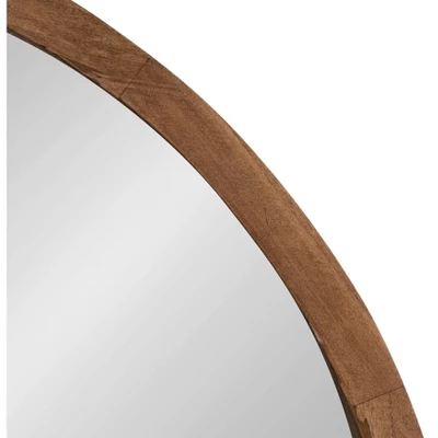 22" X 22" Hutton Round Wood Wall Mirror Rustic Brown - Kate And Laurel 4 22" X 22" Hutton Round Wood Wall Mirror Rustic Brown - Kate And Laurel - Image 2