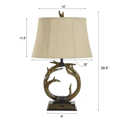 Dalton Brown Antler Table Lamp With Beige Hardback Fabric Shade - StyleCraft 10 Dalton Brown Antler Table Lamp With Beige Hardback Fabric Shade - StyleCraft - Image 8