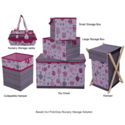 Bacati - Owls Pink/Gray Girls Cotton Storage Box Large -Lamps and Lighting Store GUEST 21388e72 18b7 4f61 a178 adcee7d8ab69