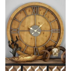 Mediterranean Wood Wall Clock Brown - Olivia & May
