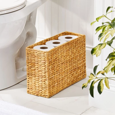 MDesign Hyacinth Rice Weave Toilet Tank Bathroom Storage Basket Bin 3 MDesign Hyacinth Rice Weave Toilet Tank Bathroom Storage Basket Bin