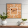 River Parks Studio Caser Silver Metal And Brown Wood 23 1/2" Square Wall Clock -Lamps and Lighting Store GUEST 26a41d69 94ab 4b16 878b 8fa05a65ab27