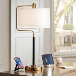 Possini Euro Design Possini Euro Carlyle USB Port And Outlet Modern Desk Lamps Set Of 2 -Lamps and Lighting Store GUEST 27b8b40a 1418 4e83 a4cb 9e02060085ea