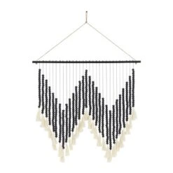 Wood Macrame Beaded Wall Decor With Fringe Tassels - Olivia & May -Lamps and Lighting Store GUEST 292c4342 0711 4921 baf3 32519d9b6fb4