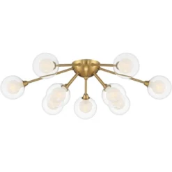 Possini Euro Design Spheres Modern Ceiling Light Flush Mount Fixture 28" Wide Warm Brass 9-Light LED Clear Globe Glass For Bedroom Kitchen Living Room -Lamps and Lighting Store GUEST 2957955d 3b63 4c08 893b 20494deda68d