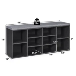 Costway Entryway Padded Shoe Storage Bench 10-Cube Organizer Bench Adjustable -Lamps and Lighting Store GUEST 2d703f9f dbd6 412d babd 6c98a744b8fe