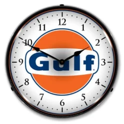 Collectable Sign & Clock | Gulf LED Wall Clock Retro/Vintage, Lighted - Great For Garage, Bar, Mancave, Gym, Office Etc 14 Inches