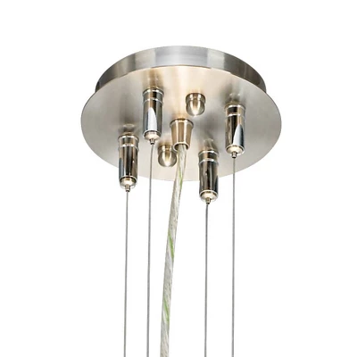 Possini Euro Design Brushed Nickel Pendant Chandelier 24" Wide Modern White Canvas Drum Shade 4-Light Fixture For Dining Room House Kitchen Island 5 Possini Euro Design Brushed Nickel Pendant Chandelier 24" Wide Modern White Canvas Drum Shade 4-Light Fixture For Dining Room House Kitchen Island - Image 3