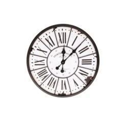 24" Round Metal & Wood Wall Clock White - Storied Home