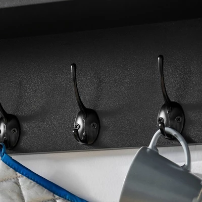 25" X 9" Entryway Floating Utility Wall Shelf With Hooks Black - Danya B. 11 25" X 9" Entryway Floating Utility Wall Shelf With Hooks Black - Danya B. - Image 9