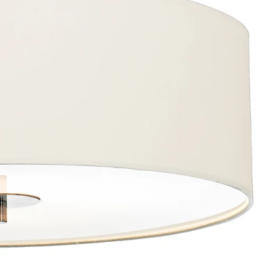 Possini Euro Design Brushed Nickel Pendant Chandelier 24" Wide Modern White Canvas Drum Shade 4-Light Fixture For Dining Room House Kitchen Island 4 Possini Euro Design Brushed Nickel Pendant Chandelier 24" Wide Modern White Canvas Drum Shade 4-Light Fixture For Dining Room House Kitchen Island - Image 2