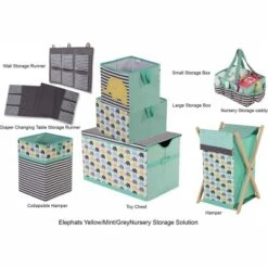 Bacati - Elephants Mint/Yellow/Gray Storage Toy Chest -Lamps and Lighting Store GUEST 2f453925 c2c0 4d1e 9592 078b557a1b33