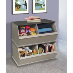 Two Bin Stackable Storage Cubby - Woodgrain/Gray -Lamps and Lighting Store GUEST 316d3206 64c1 4849 a23f 25fef77153bf