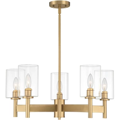 Possini Euro Design Lantico Gold Pendant Chandelier 24 1/2" Wide Modern Clear Glass 5-Light Fixture For Dining Room House Foyer Kitchen Island Bedroom 5 Possini Euro Design Lantico Gold Pendant Chandelier 24 1/2" Wide Modern Clear Glass 5-Light Fixture For Dining Room House Foyer Kitchen Island Bedroom - Image 3