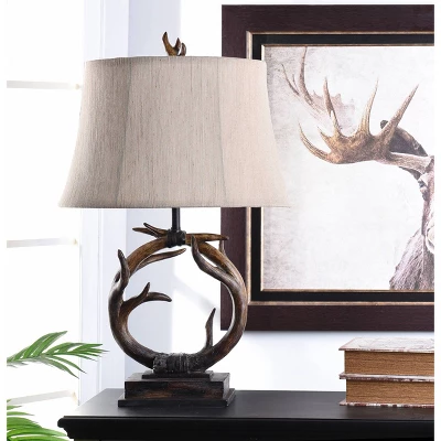 Dalton Brown Antler Table Lamp With Beige Hardback Fabric Shade - StyleCraft 4 Dalton Brown Antler Table Lamp With Beige Hardback Fabric Shade - StyleCraft - Image 2