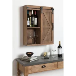 Decorative Wall Storage Cabinet With Sliding Barn Door Rustic Brown - Kate & Laurel All Things Decor -Lamps and Lighting Store GUEST 36404853 93b9 4f4b 8c67 b0959660acb9