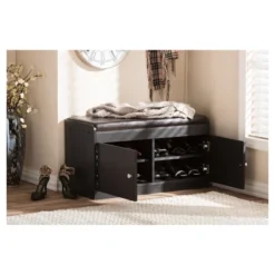 Margaret Modern And Contemporary Wood 2 - Door Shoe Cabinet With Faux Leather Seating Bench - Dark Brown - Baxton Studio -Lamps and Lighting Store GUEST 3711679e 8bc8 477c 97ec 65b13b14cc5c