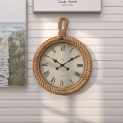 Jute Wall Clock With Rope Accents Beige - Olivia & May -Lamps and Lighting Store GUEST 37652480 d85a 4560 ac9c cb4de912c2c2