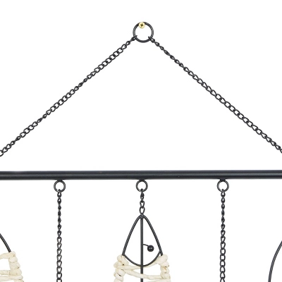 Metal Fish Indoor Outdoor Wire Wall Decor With Rattan Accent Black - Olivia & May 4 Metal Fish Indoor Outdoor Wire Wall Decor With Rattan Accent Black - Olivia & May - Image 2