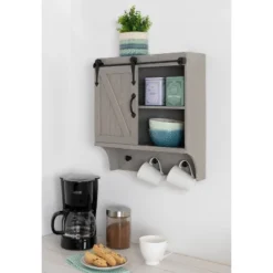 18" X 8" X 20" Decorative Farmhouse Cabinet With Barn Door And 3 Knobs Gray - Kate & Laurel All Things Decor -Lamps and Lighting Store GUEST 390a18b9 0fcc 4d8e 81e6 fb39ecf92b9d