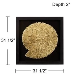 Dahlia Studios Nautilus Feathers Gold 31 1/2" Square Wall Art -Lamps and Lighting Store GUEST 392e6cd1 6342 4dc4 bcc7 dd6996ae1d9c