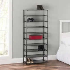 Home Basics 30 Pair Non-Woven Multi-Purpose Stackable Free-Standing Shoe Rack, Grey -Lamps and Lighting Store GUEST 39883d70 8173 488b 9db1 9263cc0cb9fe