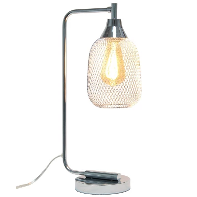 Industrial Mesh Desk Lamp Chrome - Lalia Home 3 Industrial Mesh Desk Lamp Chrome - Lalia Home