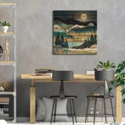 26" X 26" Star Lake Wood Print By SpaceFrog Designs - ICanvas