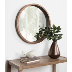 22" X 22" Hutton Round Wood Wall Mirror Rustic Brown - Kate And Laurel 9 22" X 22" Hutton Round Wood Wall Mirror Rustic Brown - Kate And Laurel -Lamps and Lighting Store GUEST 3b0e653d 8b6b 4018 b810 ab2987b34169