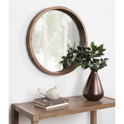 22" X 22" Hutton Round Wood Wall Mirror Rustic Brown - Kate And Laurel 6 22" X 22" Hutton Round Wood Wall Mirror Rustic Brown - Kate And Laurel - Image 4