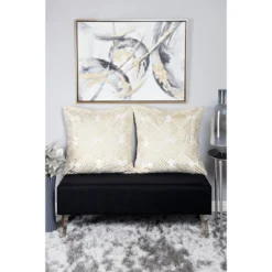 Contemporary Canvas Abstract Framed Wall Art With Gold Frame Gold - CosmoLiving By Cosmopolitan