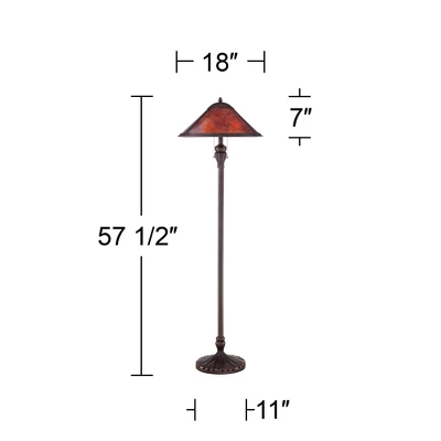 Regency Hill Capistrano Rustic Mission Floor Lamp Standing 57 1/2" Tall Bronze Metal Natural Mica Cone Shade For Living Room Bedroom Office House Home 8 Regency Hill Capistrano Rustic Mission Floor Lamp Standing 57 1/2" Tall Bronze Metal Natural Mica Cone Shade For Living Room Bedroom Office House Home - Image 6
