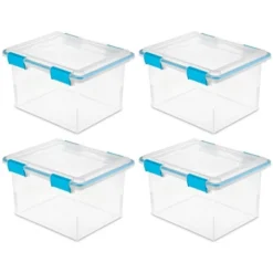 Sterilite 32 Quart Stackable Clear Plastic Storage Tote Container With Blue Gasket Latching Lid For Home And Office Organization, Clear -Lamps and Lighting Store GUEST 3c663191 cf42 482e 8645 59c76d874562