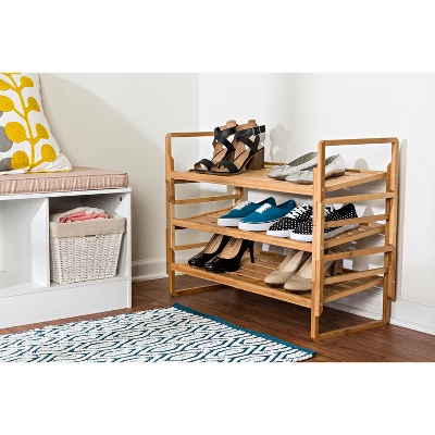 Honey-Can-Do 3 Tier Nest Bamboo Shoe Rack 6 Honey-Can-Do 3 Tier Nest Bamboo Shoe Rack - Image 4