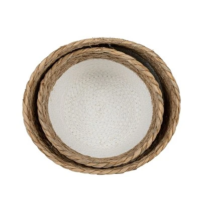 Set Of 2 Baskets White Seagrass & Rope By Foreside Home & Garden 4 Set Of 2 Baskets White Seagrass & Rope By Foreside Home & Garden - Image 2