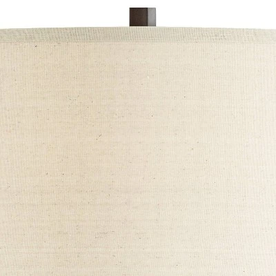 Franklin Iron Works Gaines Rustic Farmhouse Table Lamp 28 1/2" Tall Bronze Wood With LED Nightlight Off White Burlap Drum Shade For Bedroom House Home 10 Franklin Iron Works Gaines Rustic Farmhouse Table Lamp 28 1/2" Tall Bronze Wood With LED Nightlight Off White Burlap Drum Shade For Bedroom House Home - Image 8