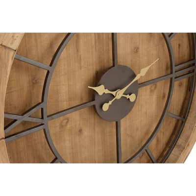 Mediterranean Wood Wall Clock Brown - Olivia & May 6 Mediterranean Wood Wall Clock Brown - Olivia & May - Image 4