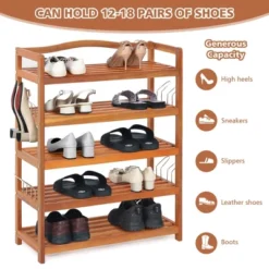 Costway 5-Tier Wood Shoe Rack Solid Acacia Wood Shoe Shelf With Side Metal Hooks 18 Costway 5-Tier Wood Shoe Rack Solid Acacia Wood Shoe Shelf With Side Metal Hooks -Lamps and Lighting Store GUEST 3fce3b5e 26fa 4cb2 898b 079b31d140d6