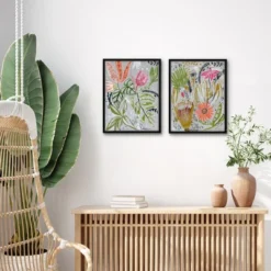 Americanflat 2 Piece 16x20 Wrapped Canvas Set - Tropical Blooms By PI Creative Art - Botanical Wall Art