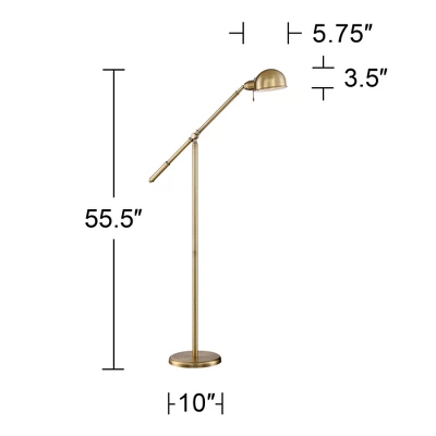 360 Lighting Dawson Traditional Pharmacy Floor Lamp 55" Tall Brass Metal Adjustable Boom Arm Dome Head For Living Room Reading Bedroom Office 8 360 Lighting Dawson Traditional Pharmacy Floor Lamp 55" Tall Brass Metal Adjustable Boom Arm Dome Head For Living Room Reading Bedroom Office - Image 6