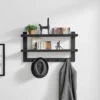 29" X 16" 2 Tier Ledge Wall Shelf Organizer With Five Hanging Hooks Black - Danya B. 2 29" X 16" 2 Tier Ledge Wall Shelf Organizer With Five Hanging Hooks Black - Danya B. -Lamps and Lighting Store GUEST 41a1bf46 6f87 4aeb b3b7 dc317ebd9062