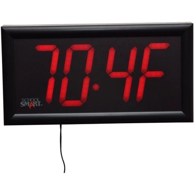 School Smart LED Wall Clock With Remote Control, 7 X 13 Inches, Red Digits 3 School Smart LED Wall Clock With Remote Control, 7 X 13 Inches, Red Digits